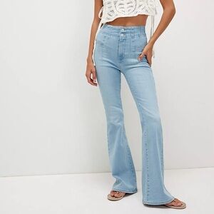 NWT Free People Jayde Flare Jeans High Rise in Light Blue Sea Wash